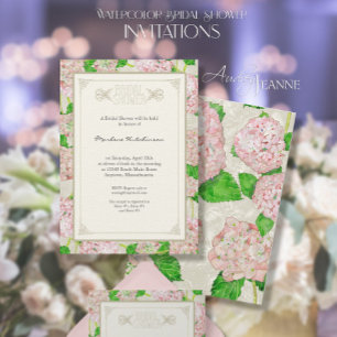 Invitation Fête des mariées Rose Hydrangea dentelle Floral Fo