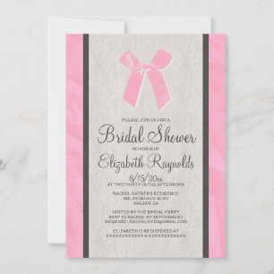 Invitation Fête des mariées rose noir Vintage Bow Lin Invitat