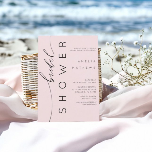 Invitation Fête des mariées rose pâle simple (Créateur téléchargé)