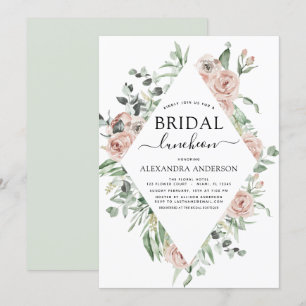 Invitation Fête des mariées rose poussiéreuse Luncheon Green 