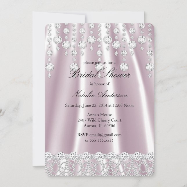 Invitation Fête des mariées rose soie Diamond Crystal (Devant)