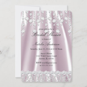 Invitation Fête des mariées rose soie Diamond Crystal