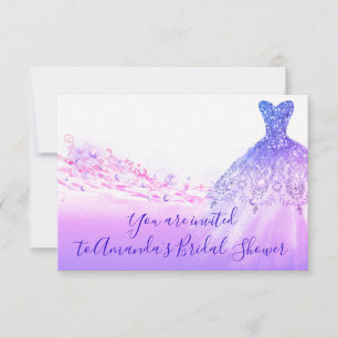 Invitation Fête des mariées rose violet Parties scintillant R