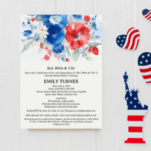 Invitation Fête des mariées rouge blanc 4 juillet