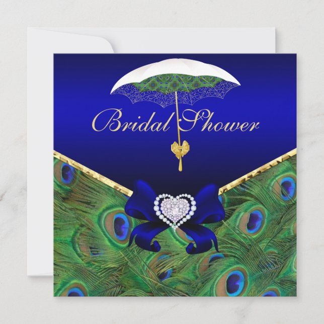 Invitation Fête des mariées Royal Blue Peacock (Devant)