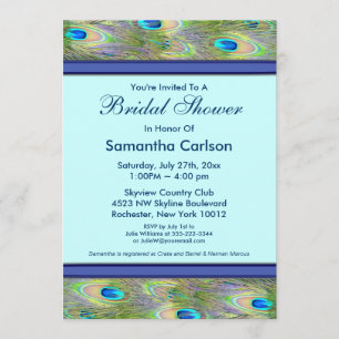 Invitation Fête des mariées Royal Turquoise Blue Peacock