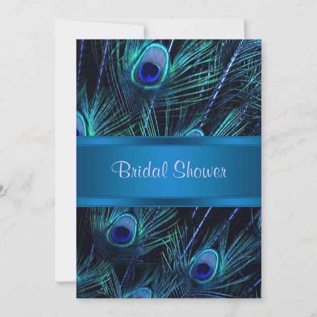 Invitation Fête des mariées royale bleu violet paon (Devant)
