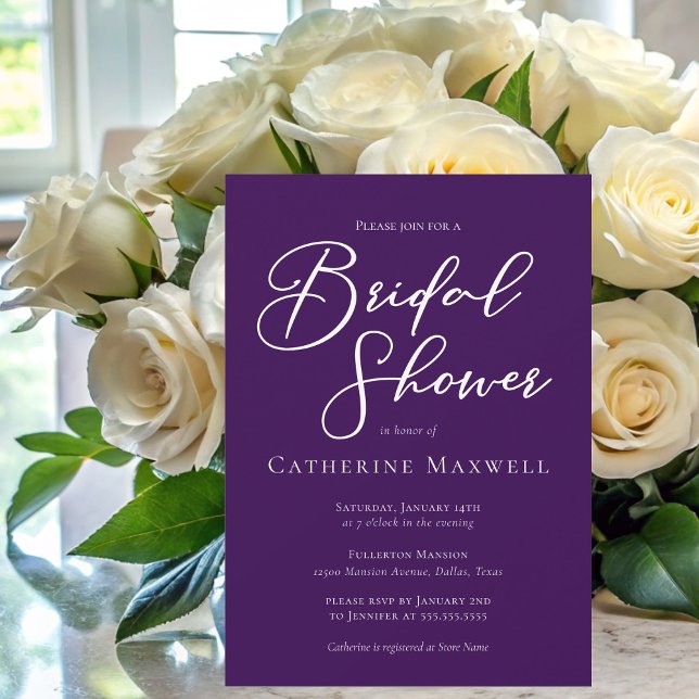 Invitation Fête des mariées royale de typographie blanche vio (Créateur téléchargé)