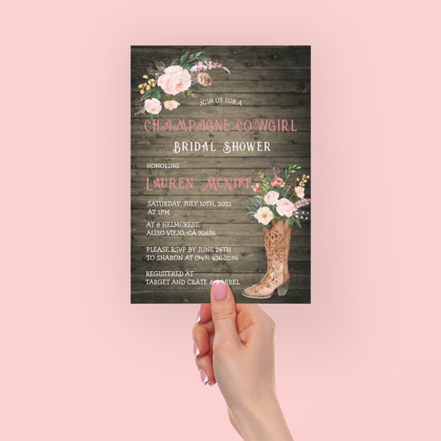 Invitation Fête des mariées Russe Boho Cowgirl Floral Boots (Créateur téléchargé)