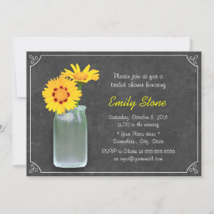 Invitation Fête des mariées Rustic Daisy & Mason Jar Chalkboa