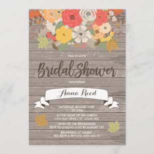 Invitation Fête des mariées Rustic Fall in Love