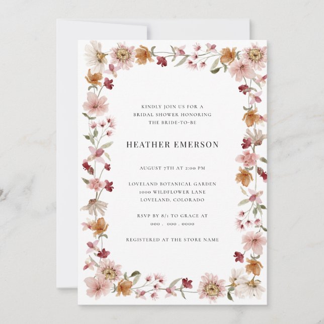 Invitation Fête des mariées Rustique Boho (Devant)