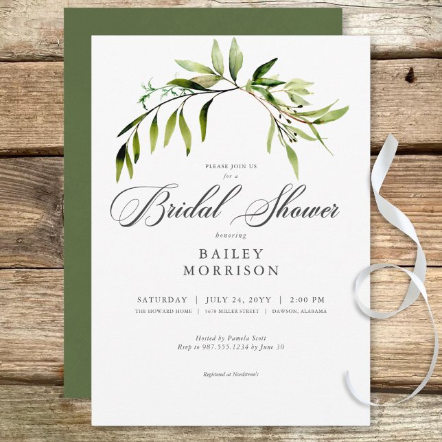 Invitation Fête des mariées rustique Botanique de verdure (Rustic Botanical Greenery Bough Bridal Shower Invitation)