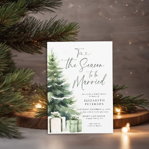Invitation Fête des mariées rustique de sapin de Noël d'hiver