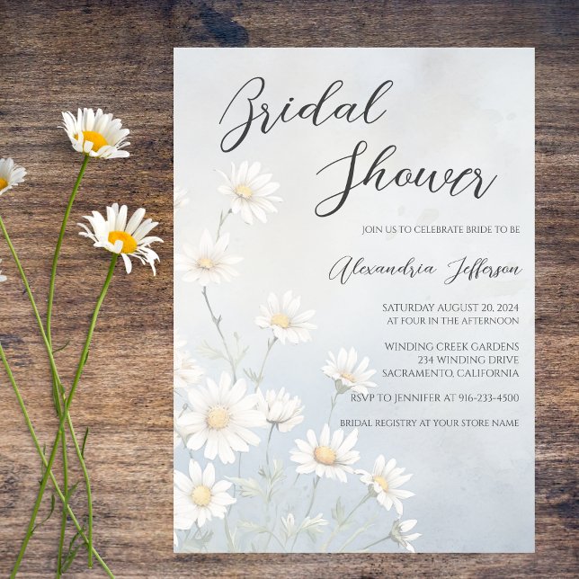 Invitation Fête des mariées rustique du champ de marguerites (Créateur téléchargé)