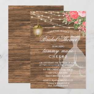 Invitation Fête des mariées rustique en bois de grange - Cora