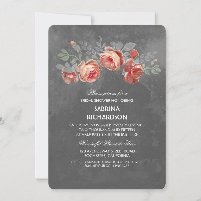 Invitation Fête des mariées Rustique Floral Chalkboard (Devant)