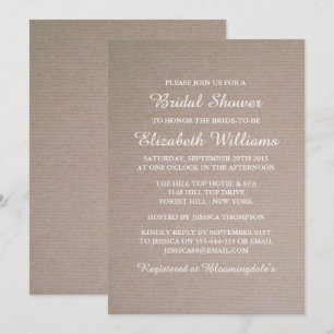 Invitation Fête des mariées rustique Kraft