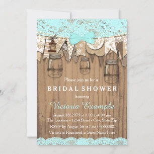 Invitation Fête des mariées Rustique Lace Mason Jar