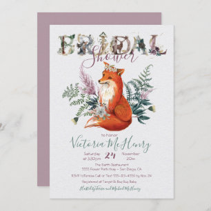 Invitation Fête des mariées rustique Watercolor Forest Fox