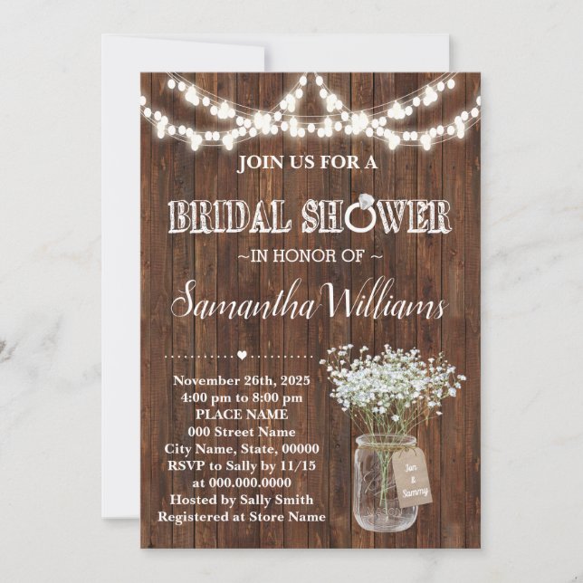 Invitation Fête des mariées rustique Wedding shower occidenta (Devant)