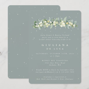 Invitation Fête des mariées Seafoam Green Snowberry+Eucalyptu