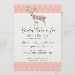 Invitation Fête des mariées Simple Dot Rose moderne Deer Antl