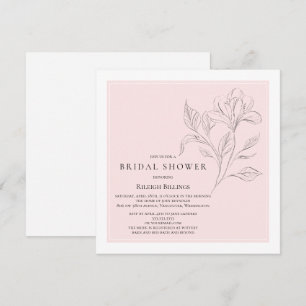 Invitation Fête des mariées simple élégante rose blanc floral