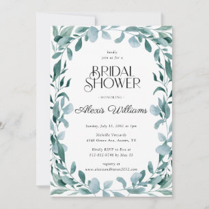 Invitation Fête des mariées simple moderne minimale d'eucalyp