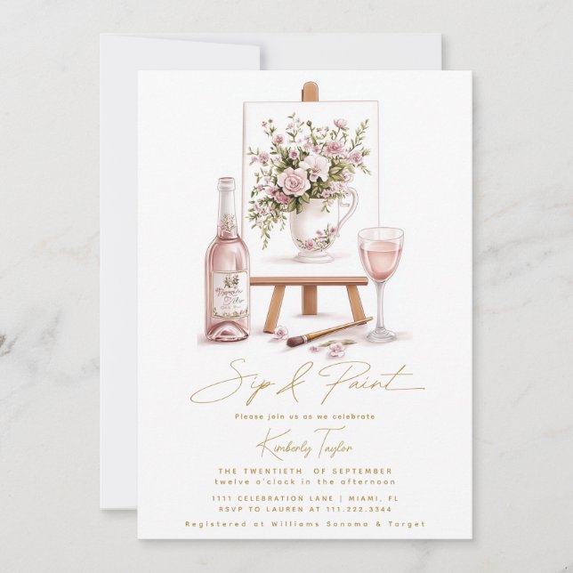 Invitation Fête des mariées Sip and Paint Party (Devant)