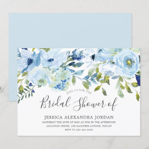 Invitation Fête des mariées Sky Blue Watercolor