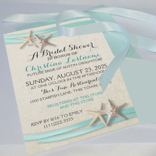 Invitation Fête des mariées Starfish et Ribbon