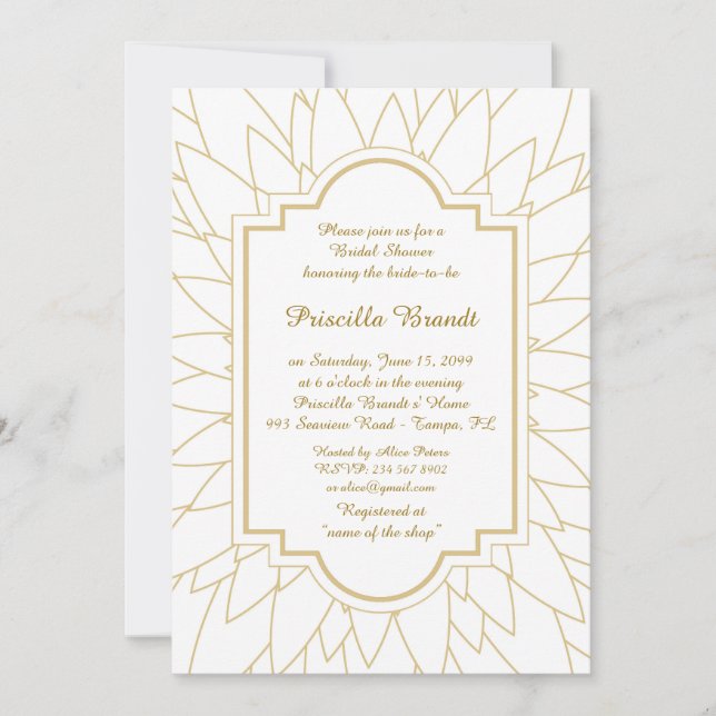Invitation Fête des mariées, style Dahlia de Monet, blanc (Devant)