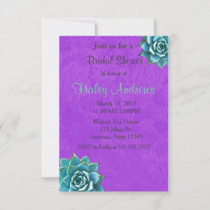 Invitation Fête des mariées Succulente Aquarelle Dentelle vio