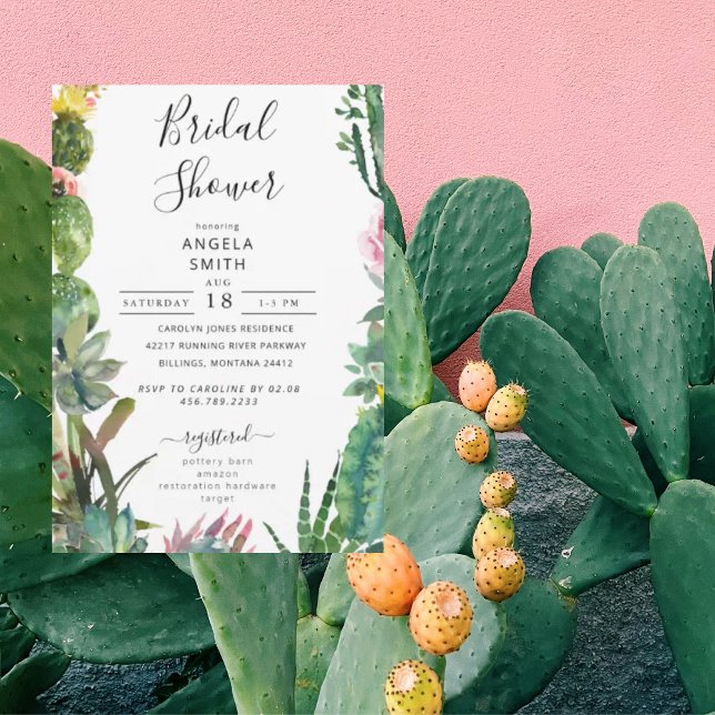 Invitation Fête des mariées Succulente Cactus (Créateur téléchargé)