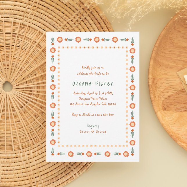 Invitation Fête des mariées Super de cadre Whimsy Boho manusc (Créateur téléchargé)