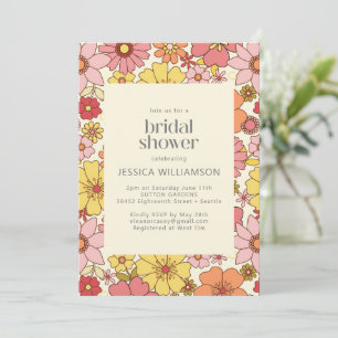 Invitation Fête des mariées Super rétro Boho rose jaune