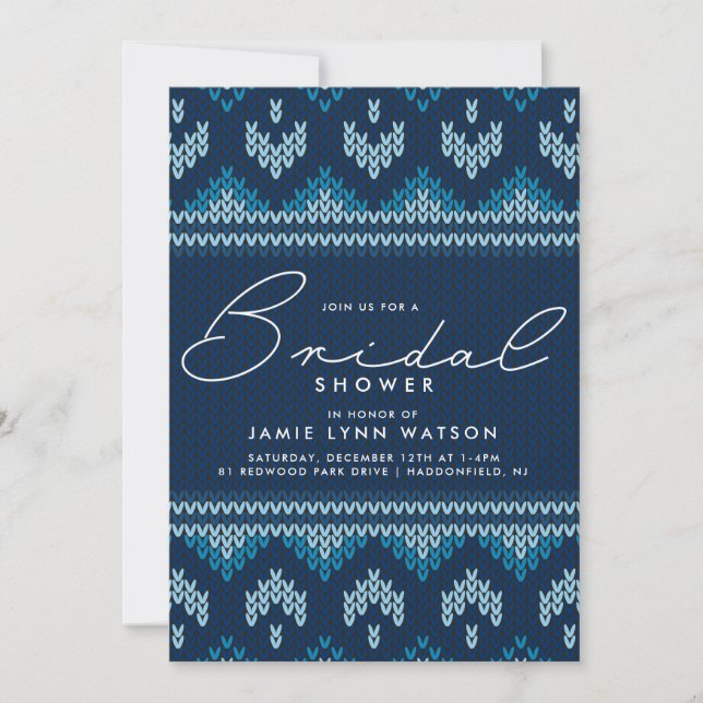 Invitation FÊTE DES MARIÉES | Sweat Arbre de Noël Knit Bleu (Devant)