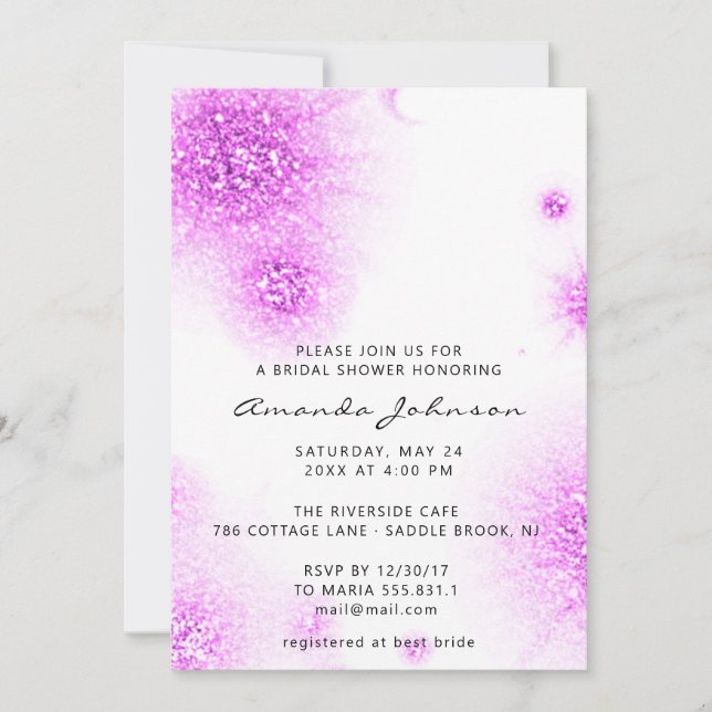 Invitation Fête des mariées Sweet 16e Parties scintillant ros (Devant)