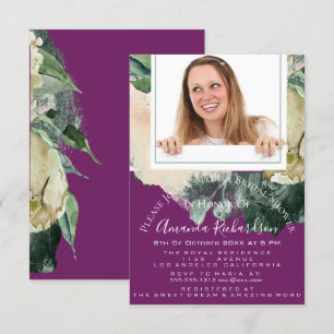 Invitation Fête des mariées Sweet 16e Photo Marsala Mint Flor