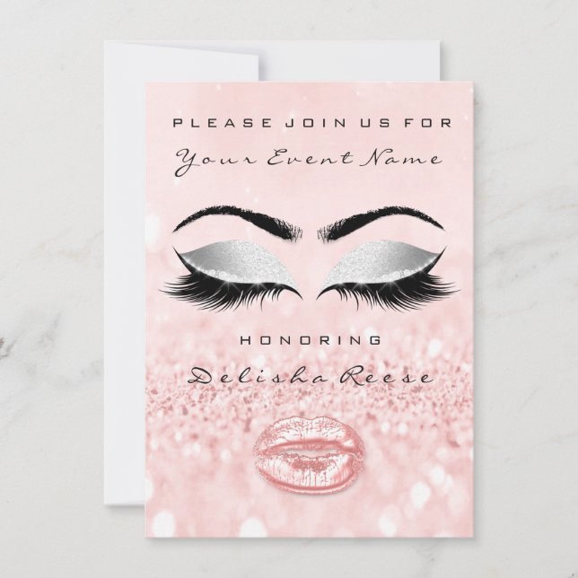 Invitation Fête des mariées Sweet 16e Rose Kiss Parties scint (Devant)