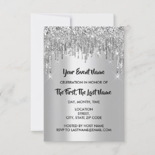 Invitation Fête des mariées Sweet 16th Grey Silver Parties sc