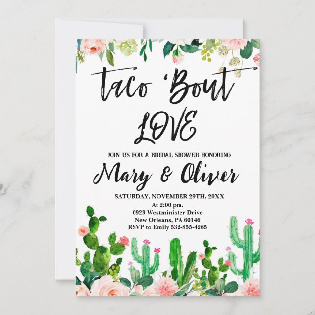 Invitation Fête des mariées Taco, Taco ‘Bout LOVE (Devant)