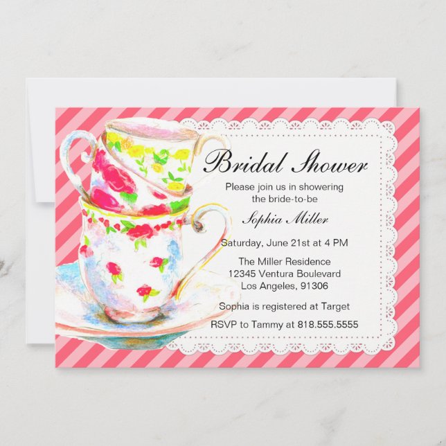 Invitation Fête des mariées Tea Party (Devant)
