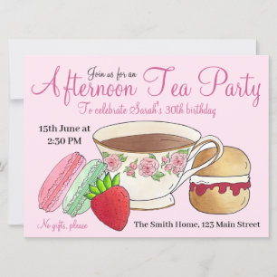 Invitation Fête des mariées Tea Party après-midi Macarons Tea