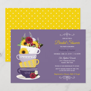 Invitation Fête des mariées Tea Party - tournesol, Roses & Li