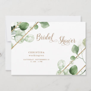 Invitation Fête des mariées texte Eucalyptus Gold