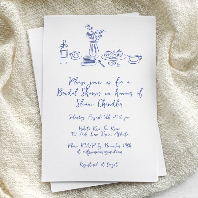 Invitation Fête des mariées tirée à la main par gribouillis l (whimsical, sketchy, doodle, hand drawn bridal shower invitations)