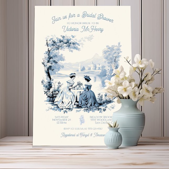 Invitation Fête des mariées Toile de jouy (Créateur téléchargé)