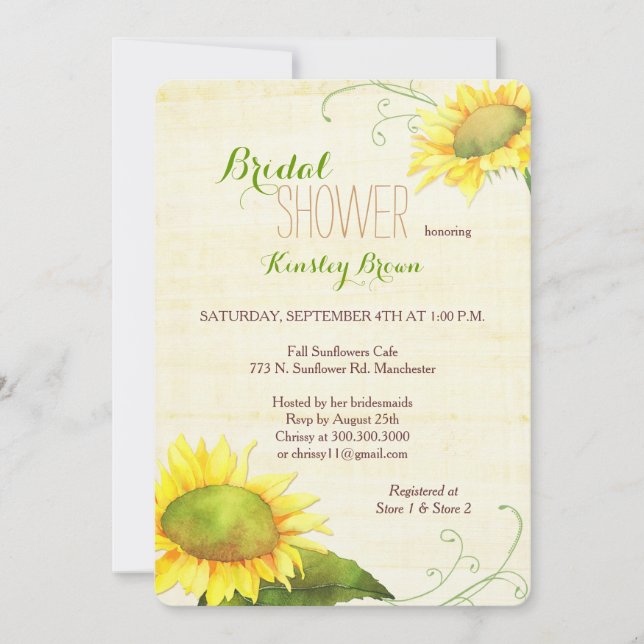 Invitation Fête des mariées Tourbillonnant des tournesols aqu (Devant)